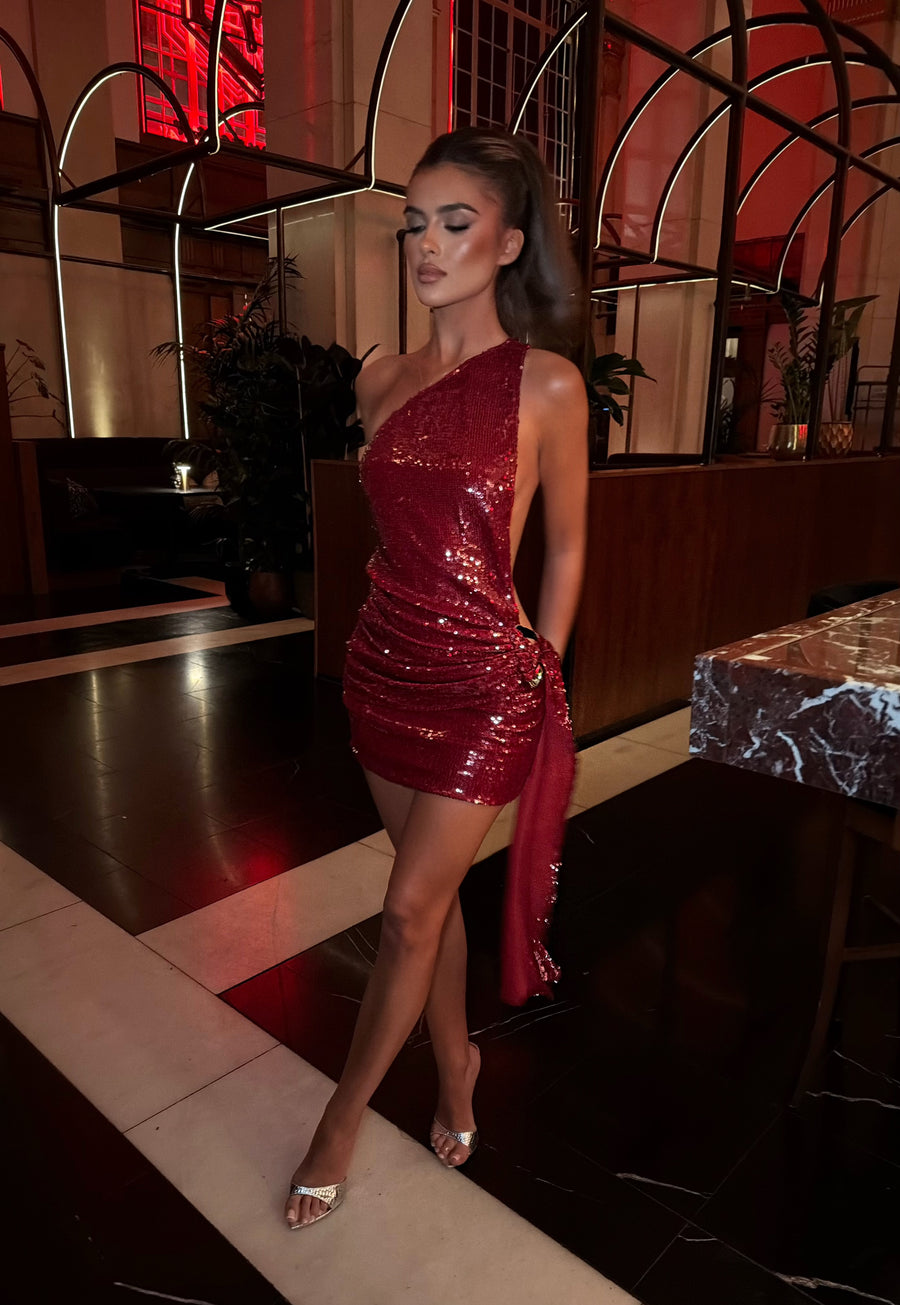 Renae Dress - Sparkle Cherry