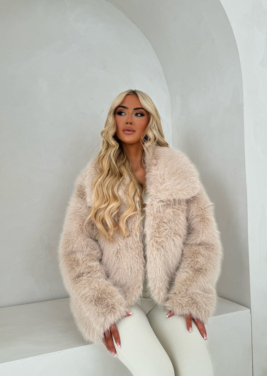 Ally Fur Coat - Cream