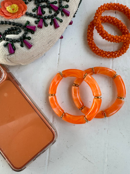 Bamboo Bracelets Pair - Orange