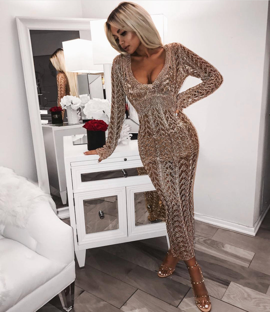 Eve Metallic Dress - GOLD Sorelleuk Eve Metallic Dress - GOLD Sorelleuk