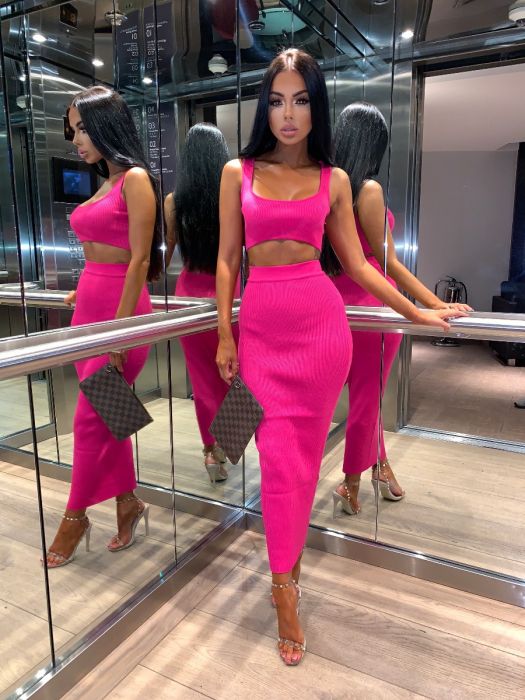 Neon Kimberley Ribbed Two Piece - Neon PINK (SALE)