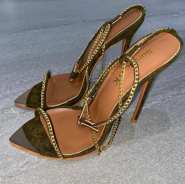 Sorelle Chain Luxe Heels - Green