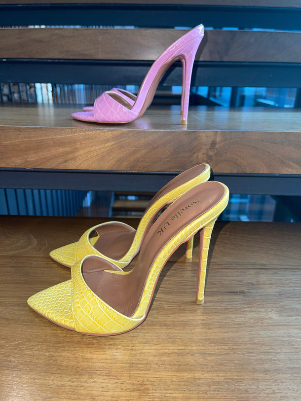 Sorelle Naked Luxe Heels - Yellow Croc