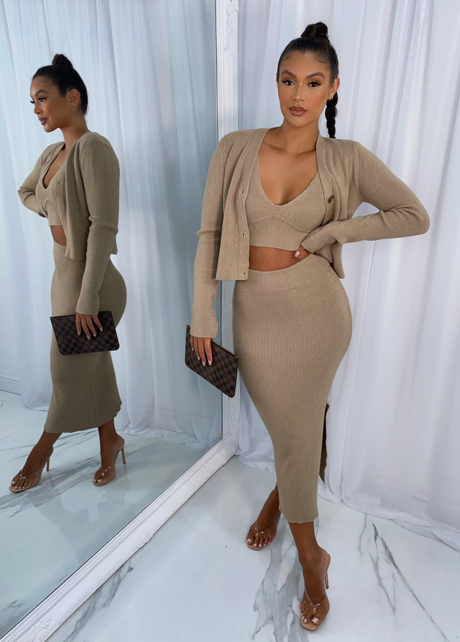 Lissy Ribbed 3 Piece - Tan