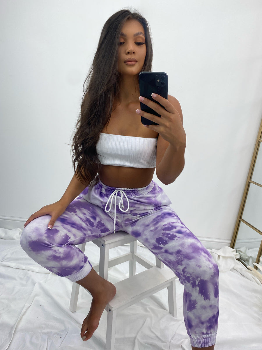 Tie dye joggers and crop top sale