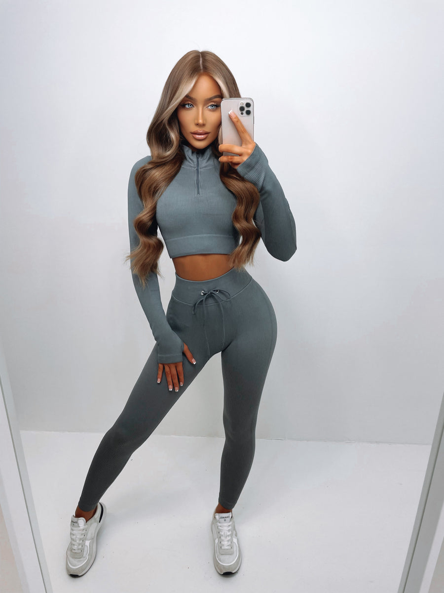 Riah Luxe Ribbed Two Piece - Grey – Sorelleuk