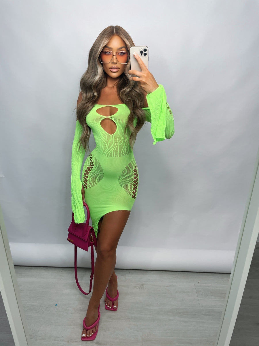 Mya Mesh Dress Lime Sorelleuk