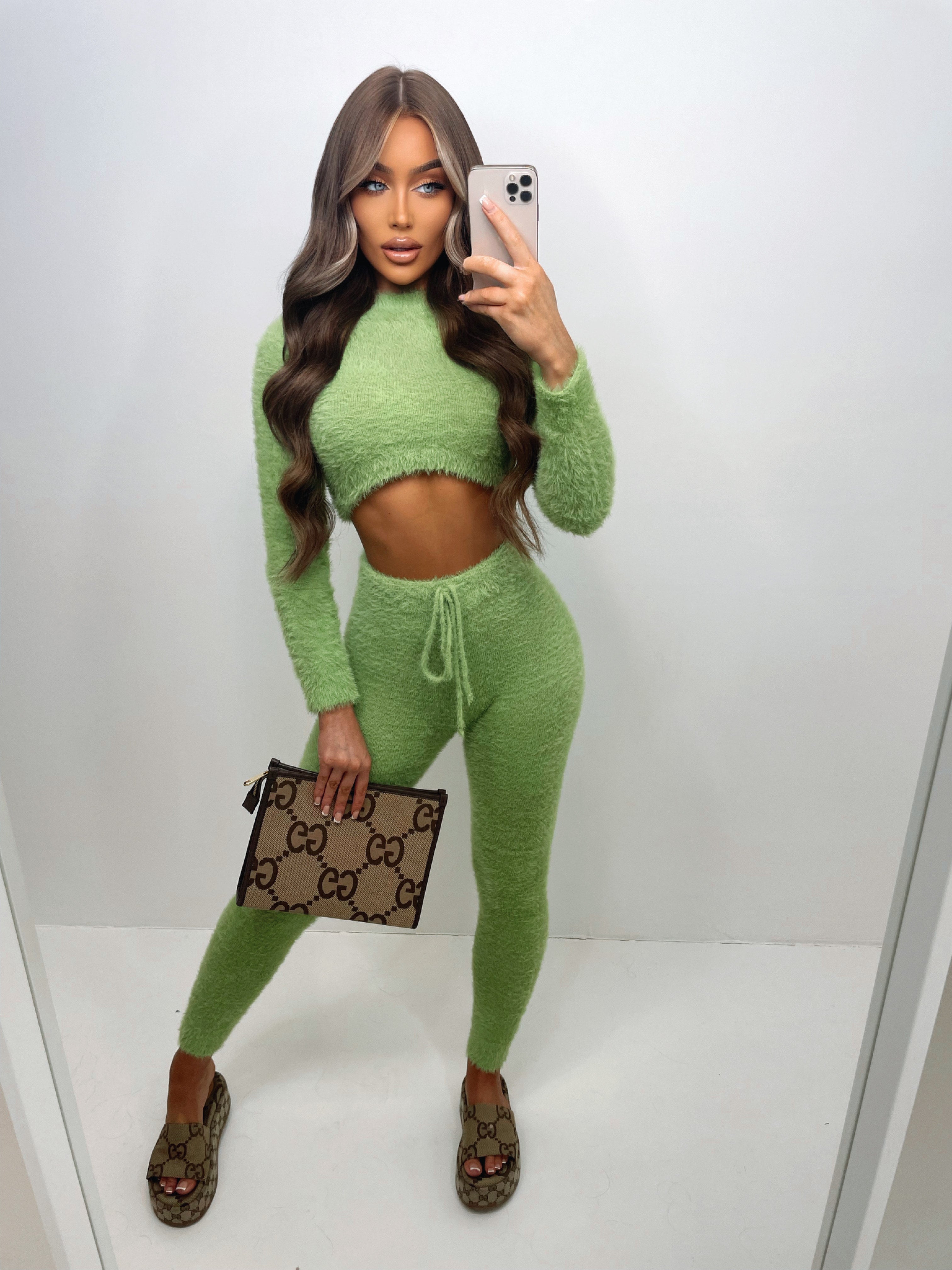 Frenchie Fluffy Knit Two Piece - Green (SALE) – Sorelleuk