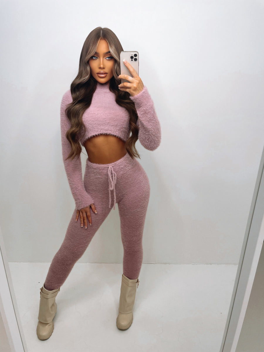 Frenchie Fluffy Knit Two Piece - Blush (SALE)