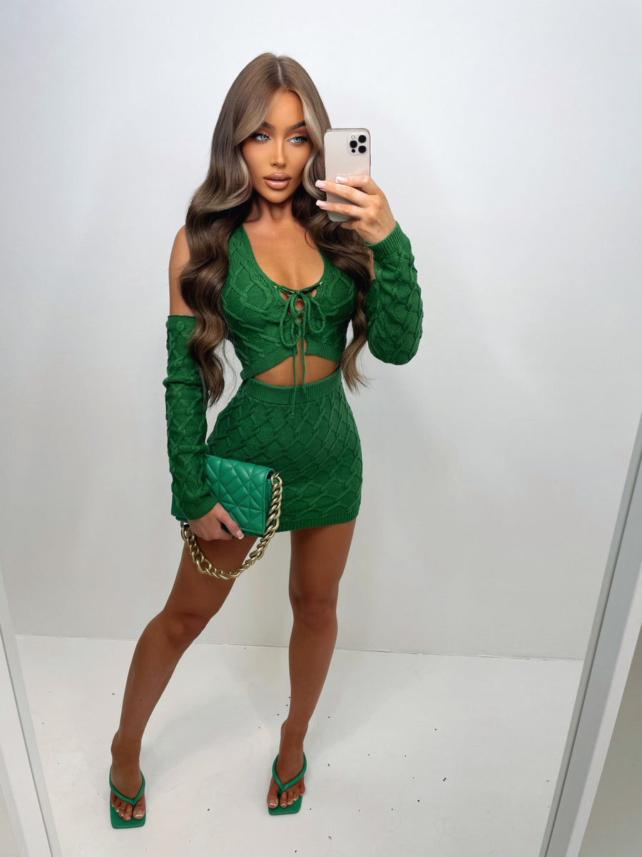 Henley Knitted Two Piece - Green (SALE)