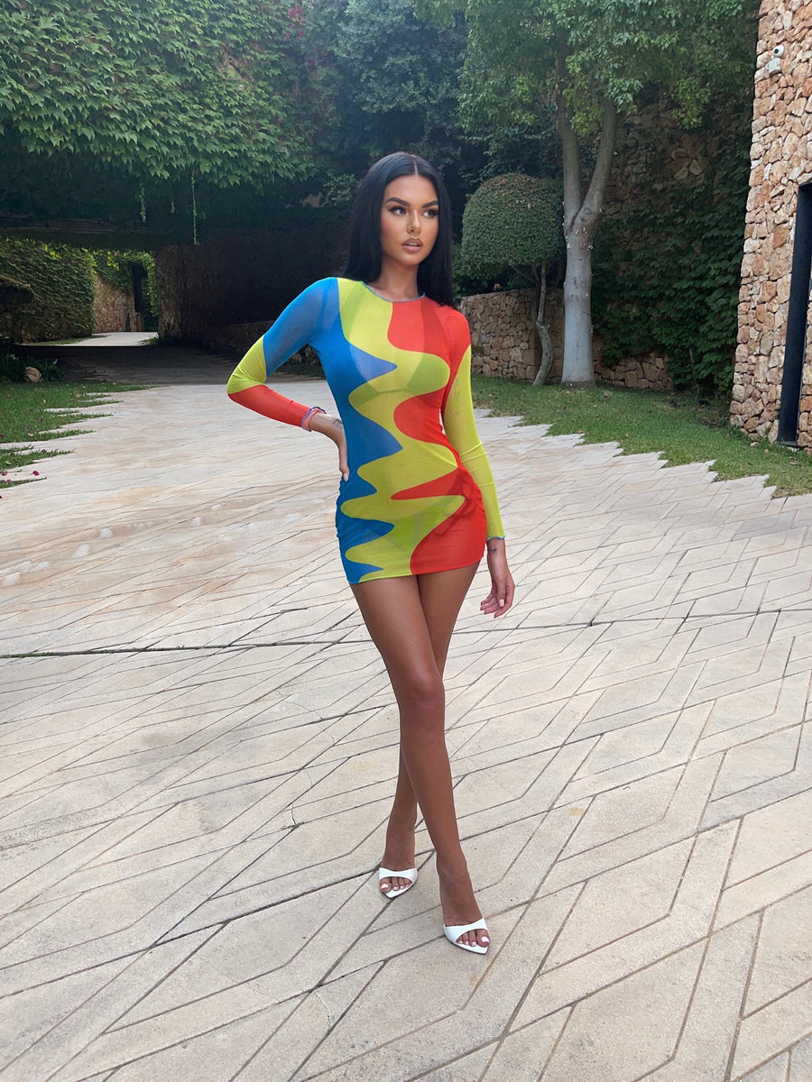 Colorful mesh dress best sale