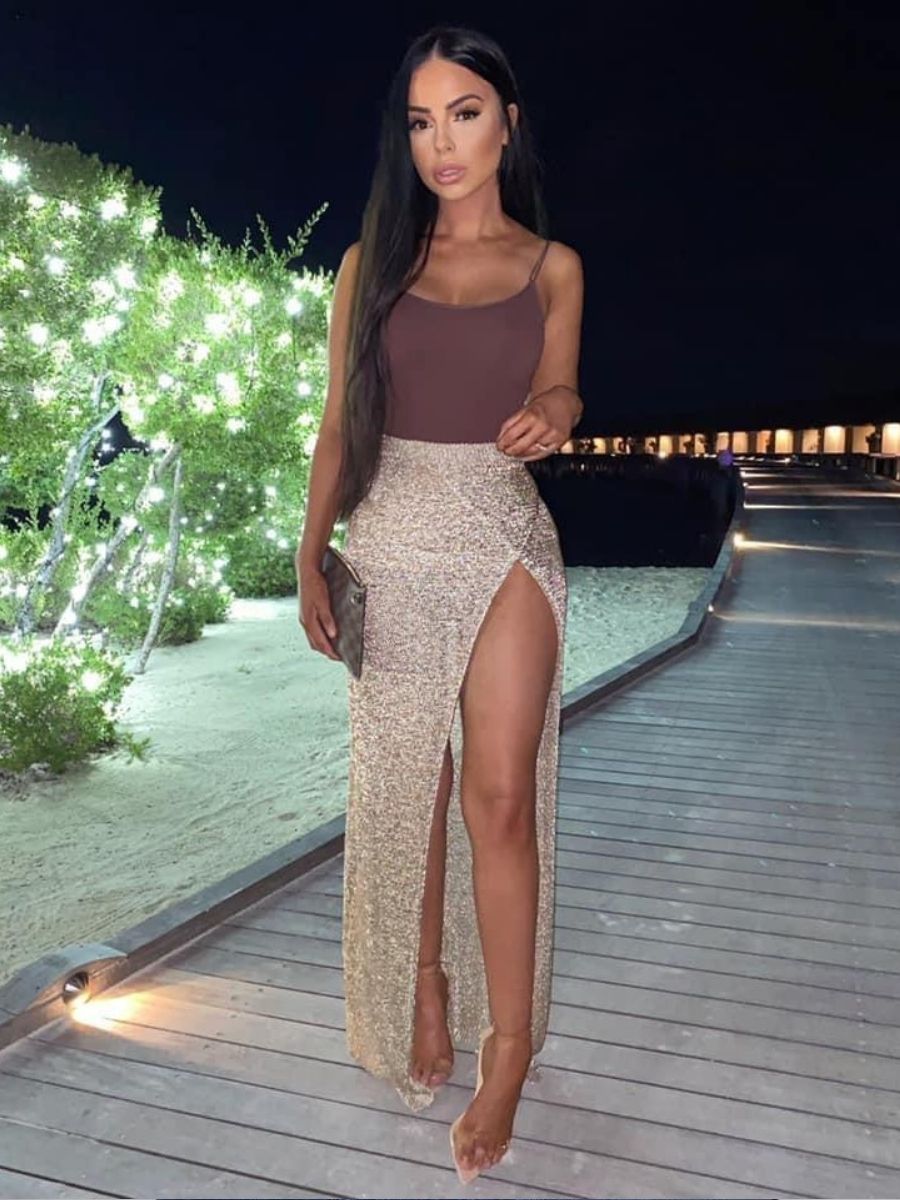 Vienna Metallic Wrap Skirt Gold – Sorelleuk - Main Image