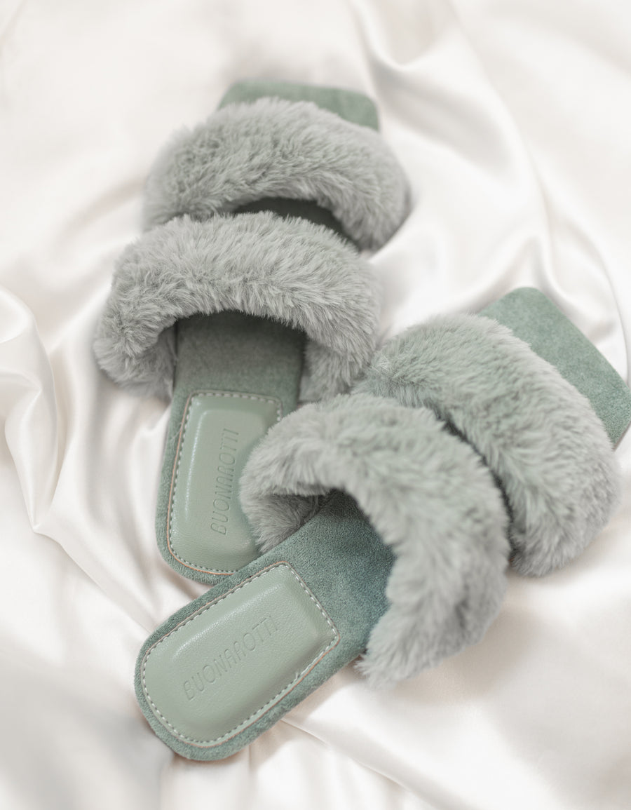 Fluffy two strap discount slippers