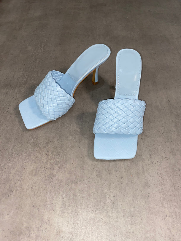 Lara Woven Heel Mules - Blue (SALE)